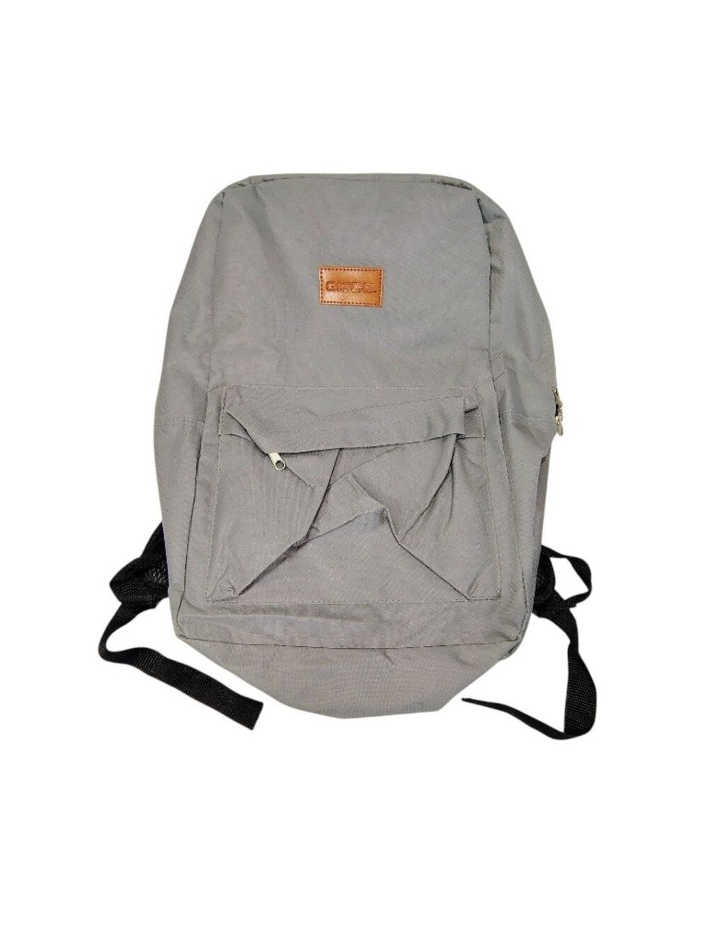 Geico Gray Backpack Leather Patch Adjustable Straps & Multiple Zip Pockets